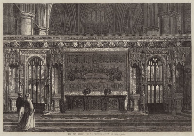 Nowe Reredos w Opactwie Westminsterskim (grawerowanie) autorstwa English School