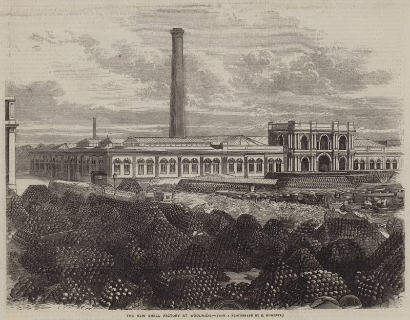Nowa fabryka muszli w Woolwich (grawerowanie) autorstwa English School