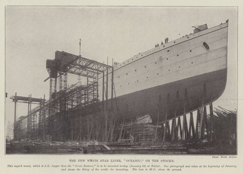 New White Star Liner, „Oceanic”, na zapasach (grawerunek) autorstwa English School