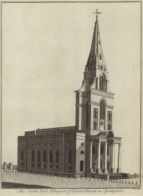 North West Prospect of Christ Church w Spitalfields w Londynie autorstwa English School