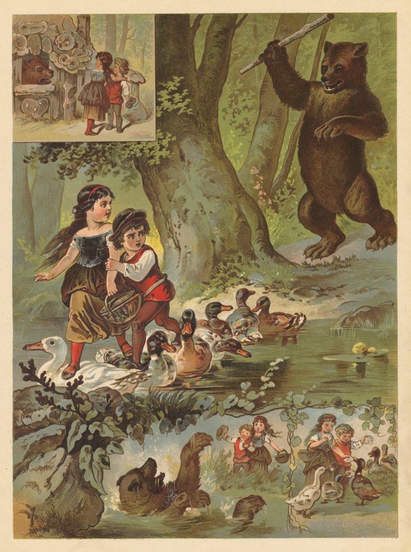 Stary niedźwiedź, który mieszkał w domu z cukru (chromolitho) autorstwa English School