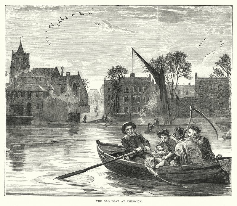 Stara łódź w Chiswick (rycina) autorstwa English School