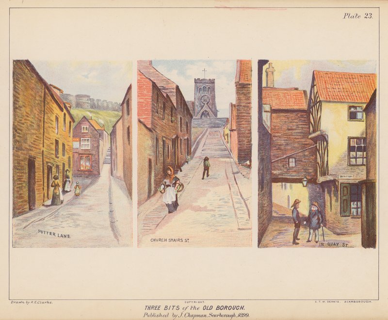 The Old Borough, Scarborough (kolorowa litografia) autorstwa English School