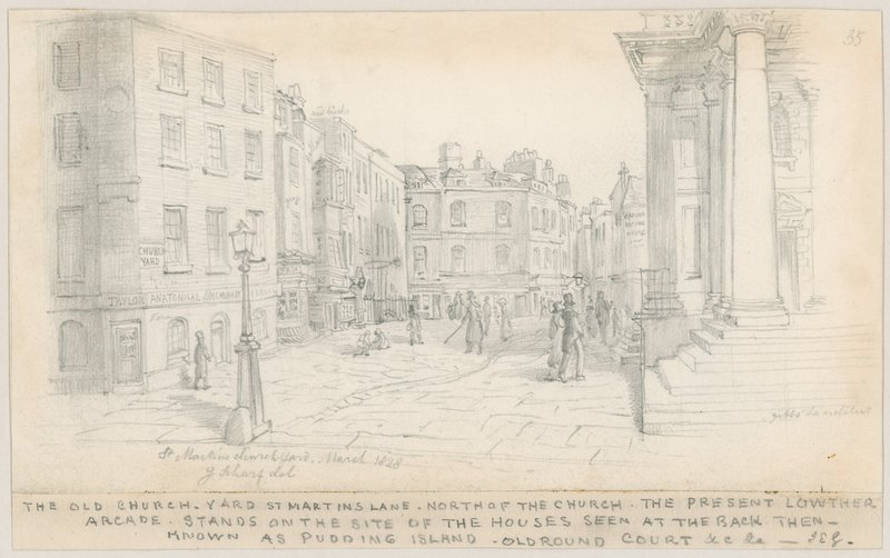 Stary dziedziniec kościelny, St Martins Lane, na północ od kościoła autorstwa English School