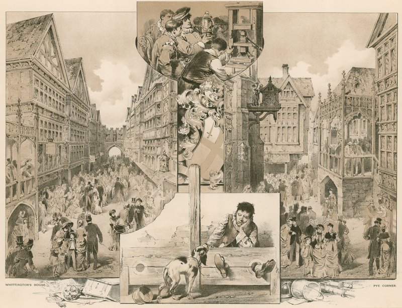 The Old London Street na Wystawie Zdrowia; Whittingtons House, Pye Corner autorstwa English School
