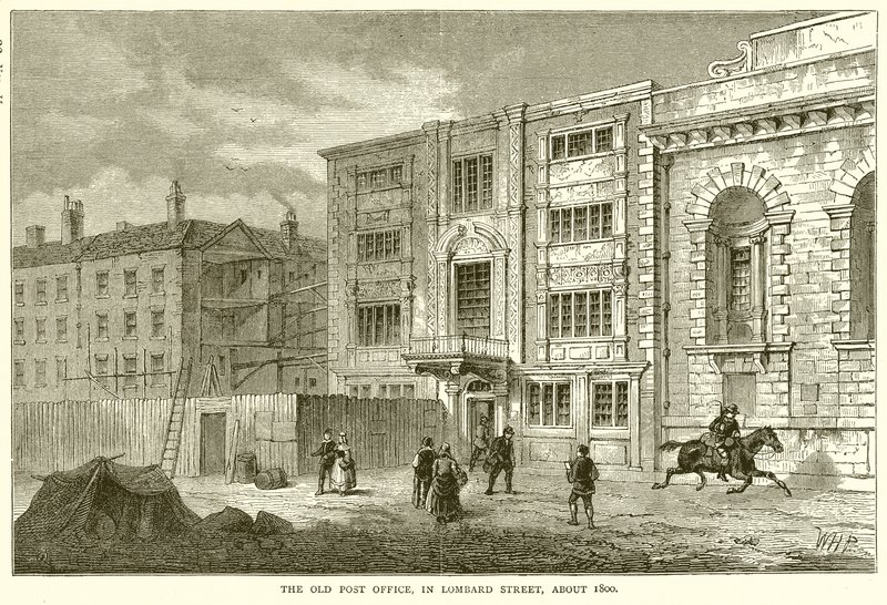 Stara Poczta, przy Lombard Street, około 1800 autorstwa English School