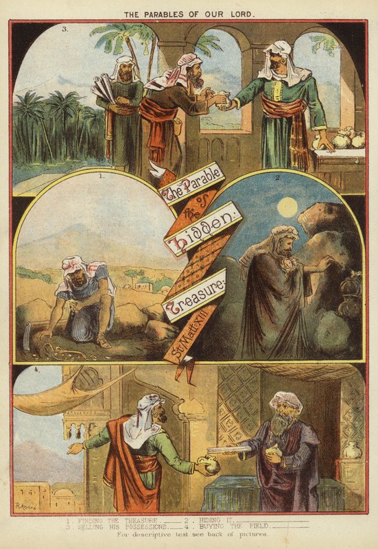 Przypowieści Chrystusa: przypowieść o ukrytym skarbie (chromolitho) autorstwa English School