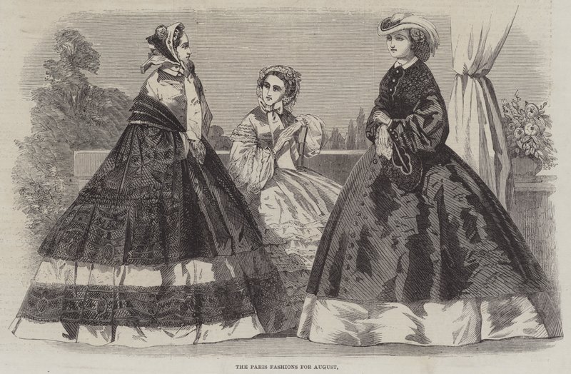 Paris Fashions na sierpień (grawerowanie) autorstwa English School