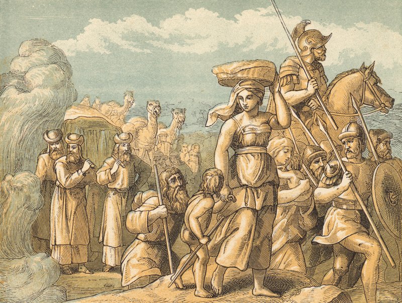 Przejście nad Jordanem (kolorowy grawerunek) autorstwa English School