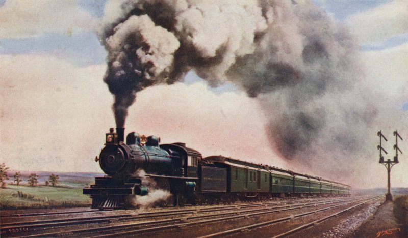 Pennsylvania Limited z pełną prędkością, Pennsylvania Railroad, USA autorstwa English School