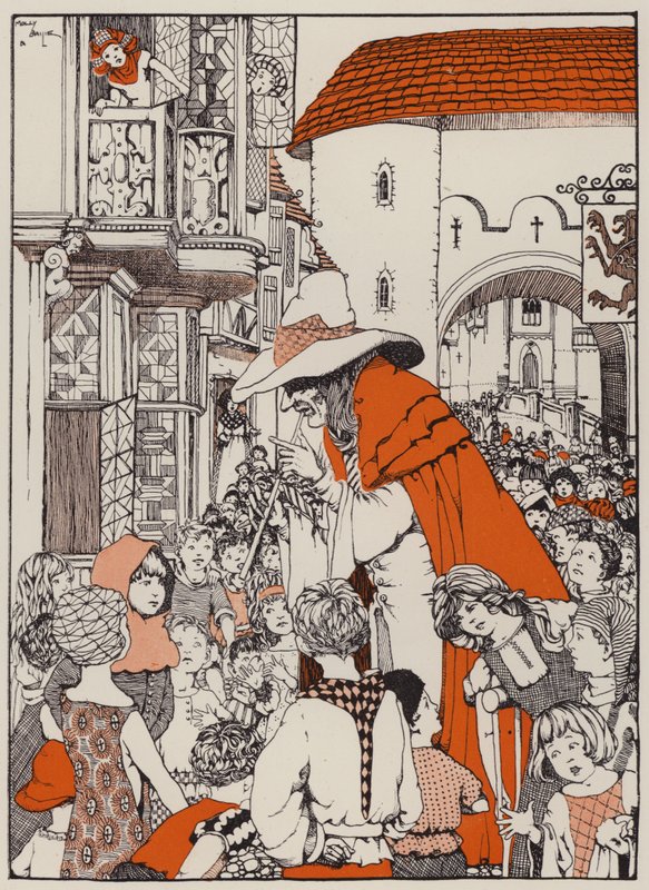 The Pied Piper (kolorowa litografia) autorstwa English School