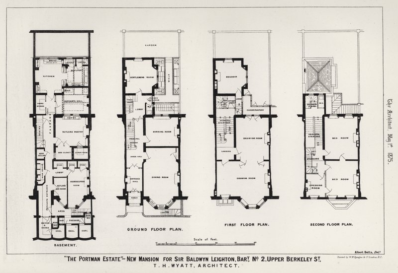 „The Portman Estate”, nowa rezydencja sir Baldwyna Leightona, Baronet, nr 2, Upper Berkeley Street (rycina) autorstwa English School