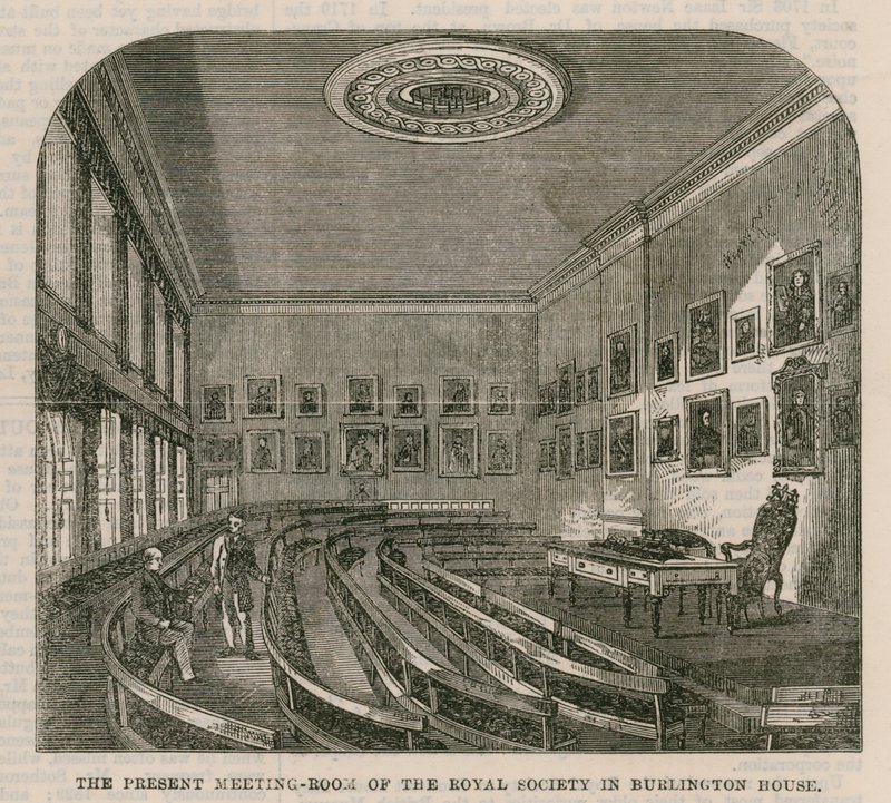 Obecna sala posiedzeń Towarzystwa Królewskiego w Burlington House autorstwa English School
