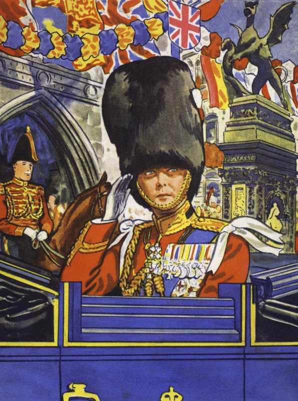 Książę Walii, przyszły król Edward VIII, w procesji jubileuszowej ojca (kolor lito) autorstwa English School