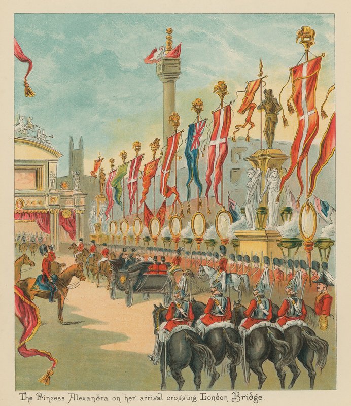 Księżniczka Alexandra w drodze powrotnej przez London Bridge autorstwa English School