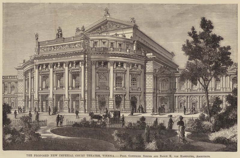 Proponowany Nowy Cesarski Teatr Dworski, Wiedeń (rycina) autorstwa English School