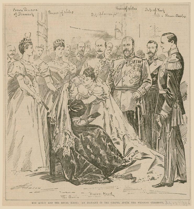 Królowa i Królewska Oblubienica, incydent w kaplicy po ceremonii zaślubin, 23 lipca 1896 r. autorstwa English School