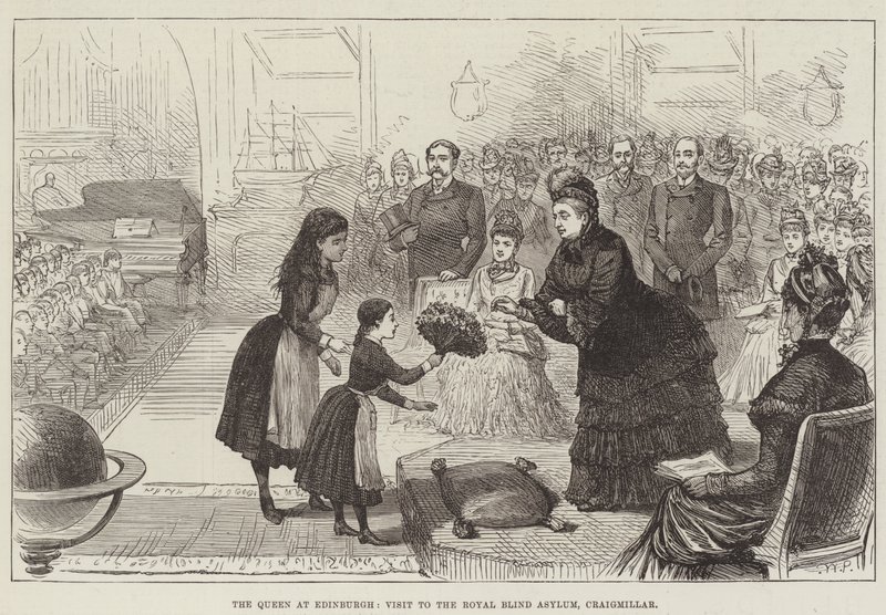 Królowa w Edynburgu, wizyta w Royal Blind Asylum, Craigmillar autorstwa English School