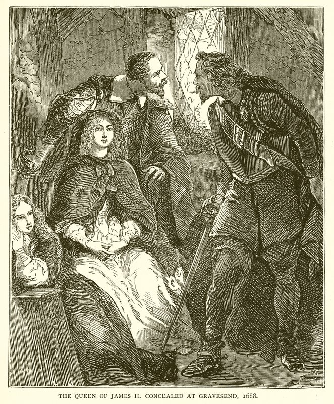 Królowa Jakuba II ukryta w Gravesend, 1688 autorstwa English School