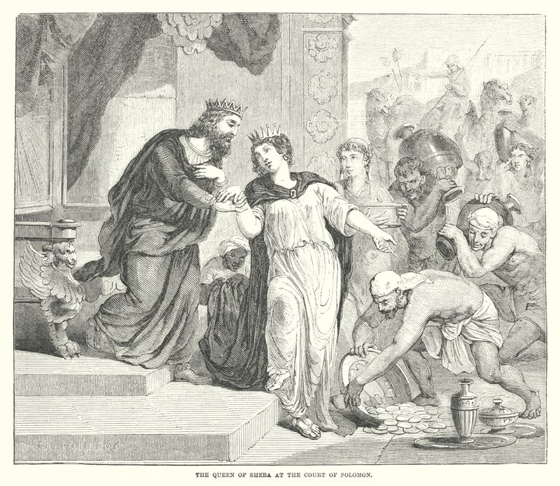 Królowa Saby na dworze Salomona (rycina) autorstwa English School