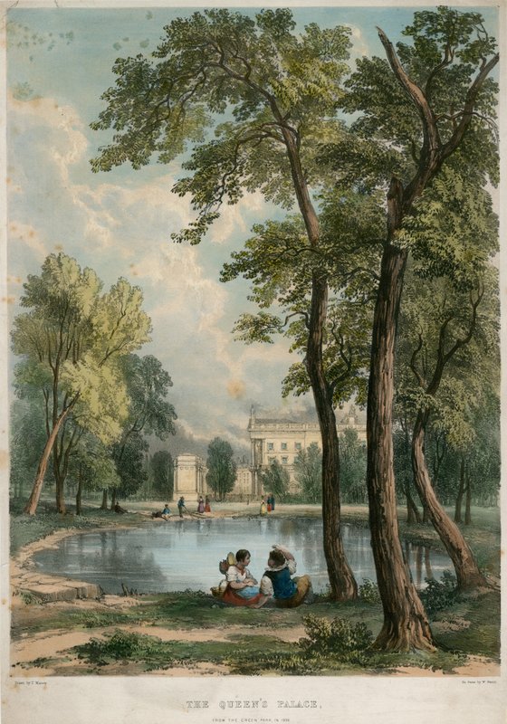 Pałac Królowych, z Zielonego Parku w 1836 r. autorstwa English School