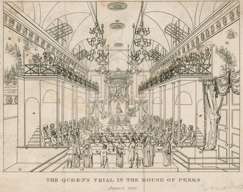 Proces królowej w Izbie Parów, sierpień 1820 r. autorstwa English School