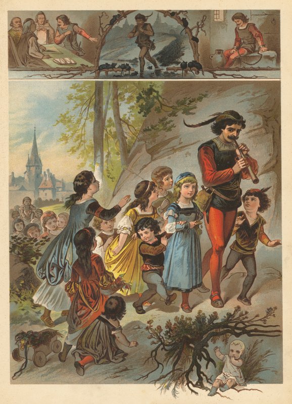 Szczurołap z Hamelin (chromolit) autorstwa English School
