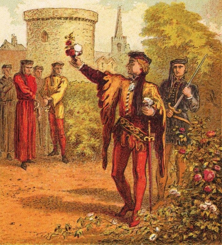 Czerwone i białe róże autorstwa English School