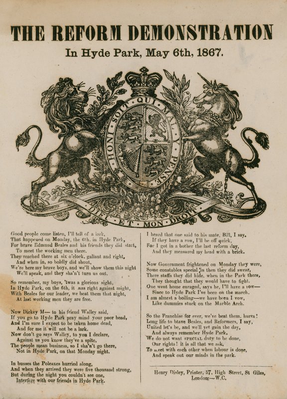 Demonstracja reform w Hyde Parku, 6 maja 1867 r. autorstwa English School