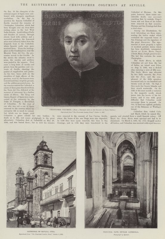 Pochówku Krzysztofa Kolumba w Sewilli (grawerowanie) autorstwa English School