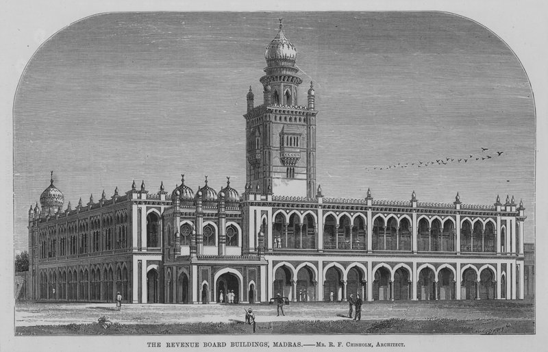 Budynki Urzędu Skarbowego, Madras (grawerowanie) autorstwa English School