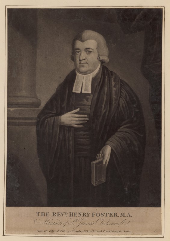 Wielebny Henry Foster, minister św. Jakuba, Clerkenwell autorstwa English School