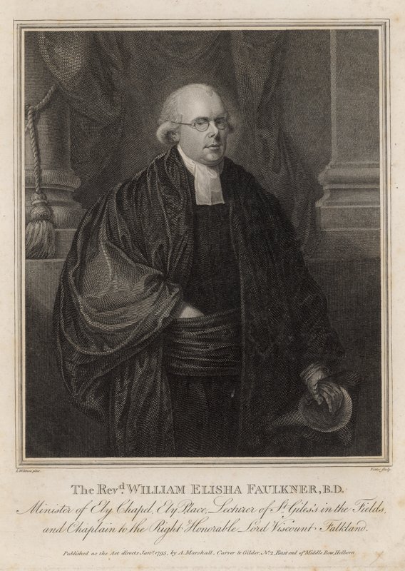 Wielebny William Elisha Faulkner, Minister Ely Chapel, Ely Place, Londyn autorstwa English School