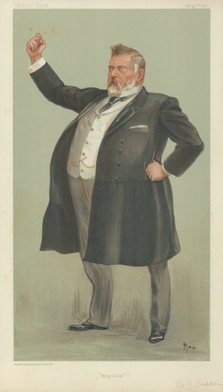 The Right Hon Richard John Seddon, King Dick, 17 kwietnia 1902, komiks Vanity Fair autorstwa English School