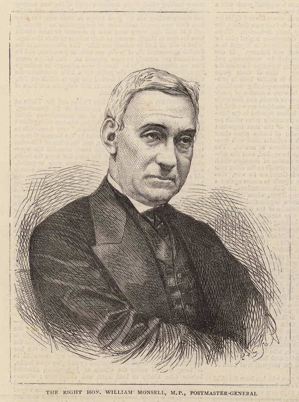 Wielce Szanowny William Monsell, poczmistrz generalny autorstwa English School