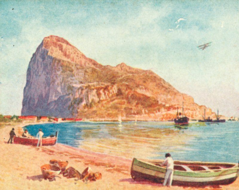 Skała Gibraltarska (kolorowa litografia) autorstwa English School