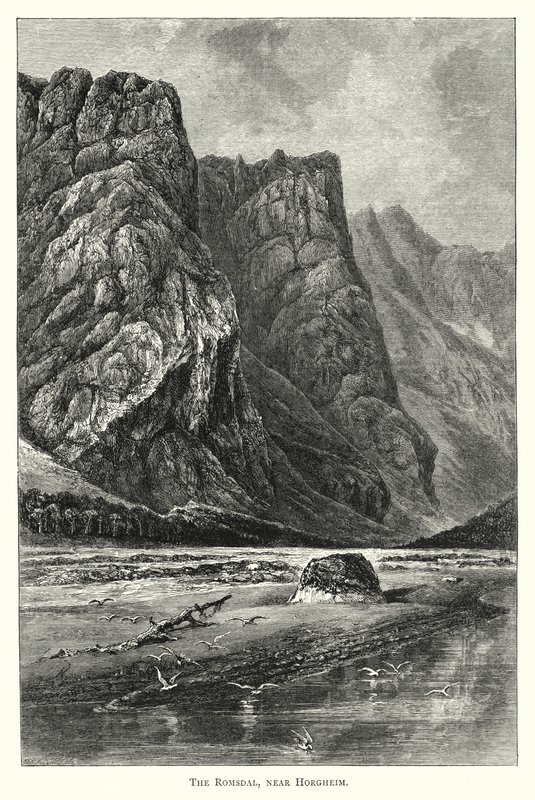 Romsdal, niedaleko Horgheim (rycina) autorstwa English School