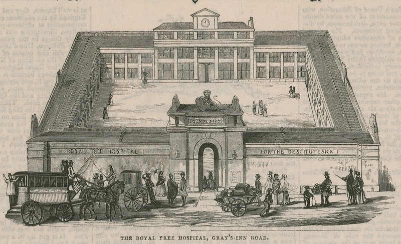 The Royal Free Hospital, Grays Inn Road, Londyn autorstwa English School