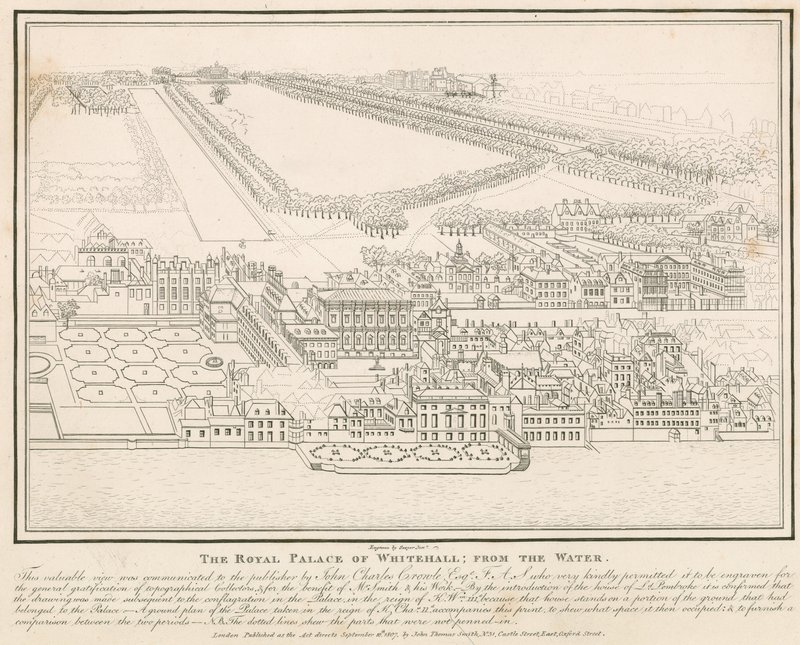 Pałac Królewski w Whitehall, od strony wody autorstwa English School