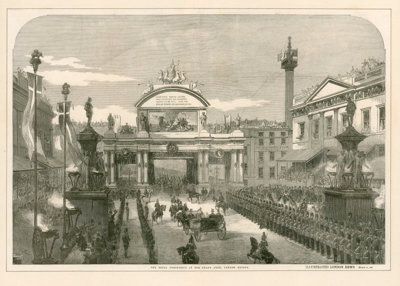 Królewska Procesja pod Wielkim Łukiem, London Bridge autorstwa English School