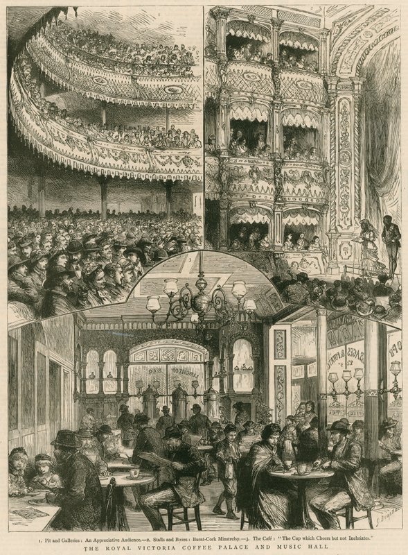 Royal Victoria Coffee Palace i Music Hall, Londyn autorstwa English School
