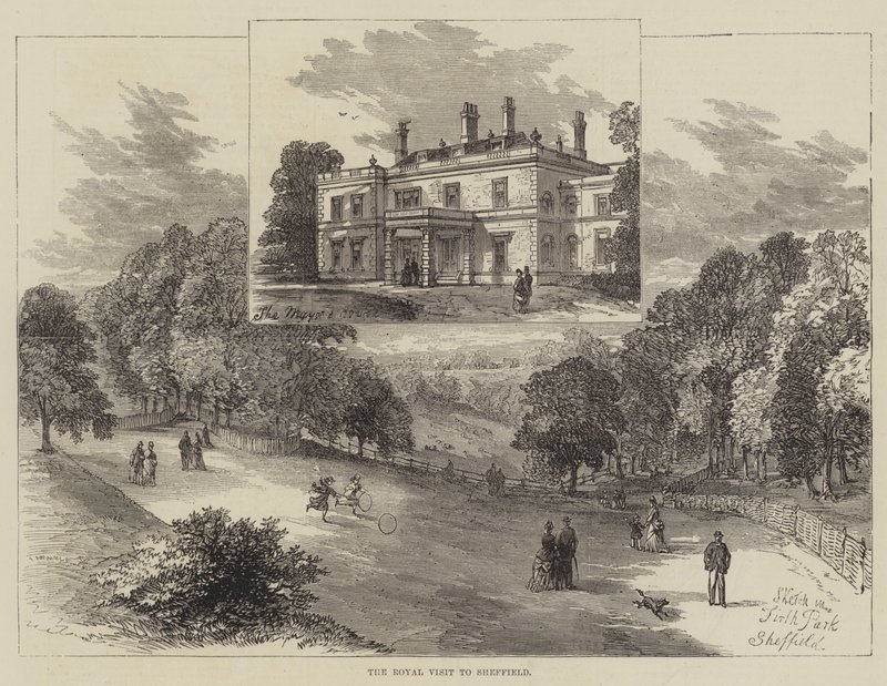 Królewska wizyta w Sheffield (grawerowanie) autorstwa English School