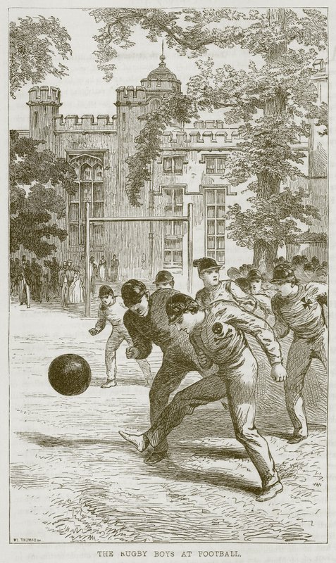 Rugby Boys at Football, ilustracja z książki The Boys Own Volume, ok. 1860 r. autorstwa English School