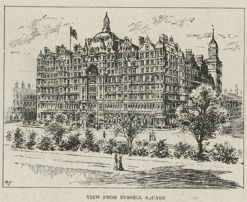 Hotel Russell, widok z Russell Square autorstwa English School