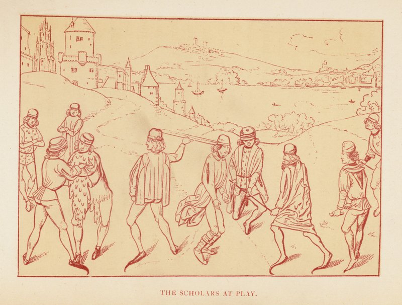 The Scholars at Play (kolorowa litografia) autorstwa English School