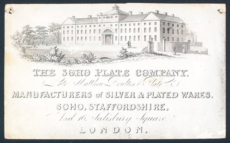 The Soho Plate Company, karta handlowa autorstwa English School