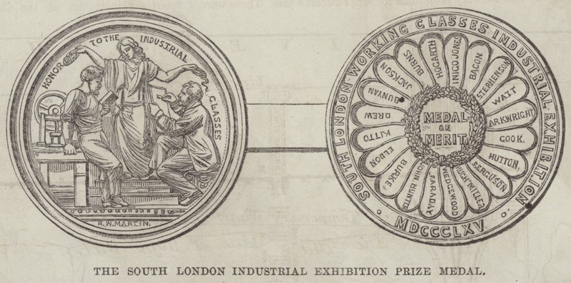 Medal Nagrody Wystawy Przemysłowej w południowym Londynie (grawerowanie) autorstwa English School