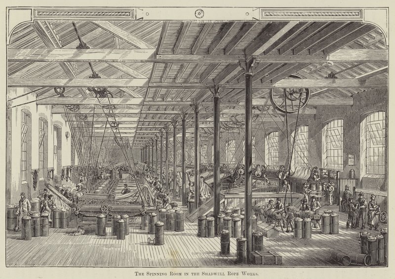 Spinning Room w Shadwell Rope Works (grafika) autorstwa English School
