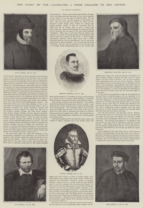 Historia laureatów, od Chaucera do Bena Jonsona (grafika) autorstwa English School