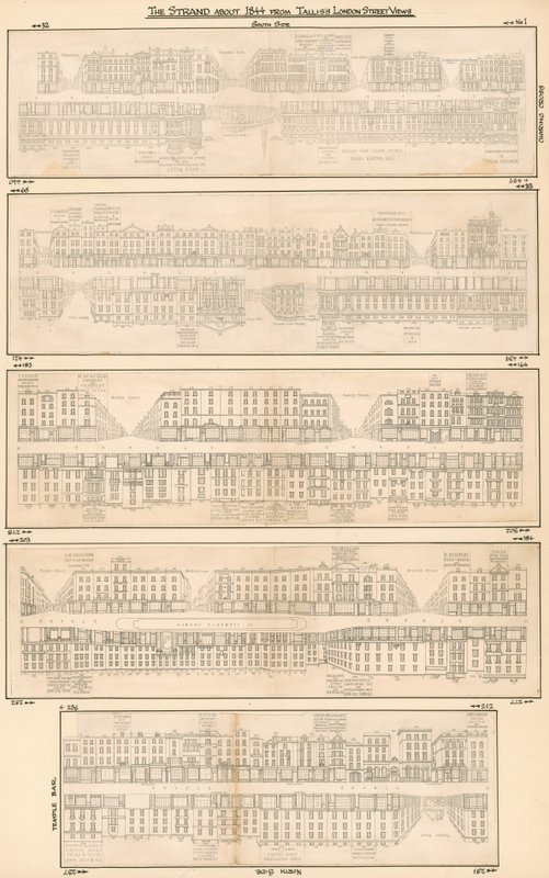 The Strand około 1844 z Talliss London Street Views autorstwa English School
